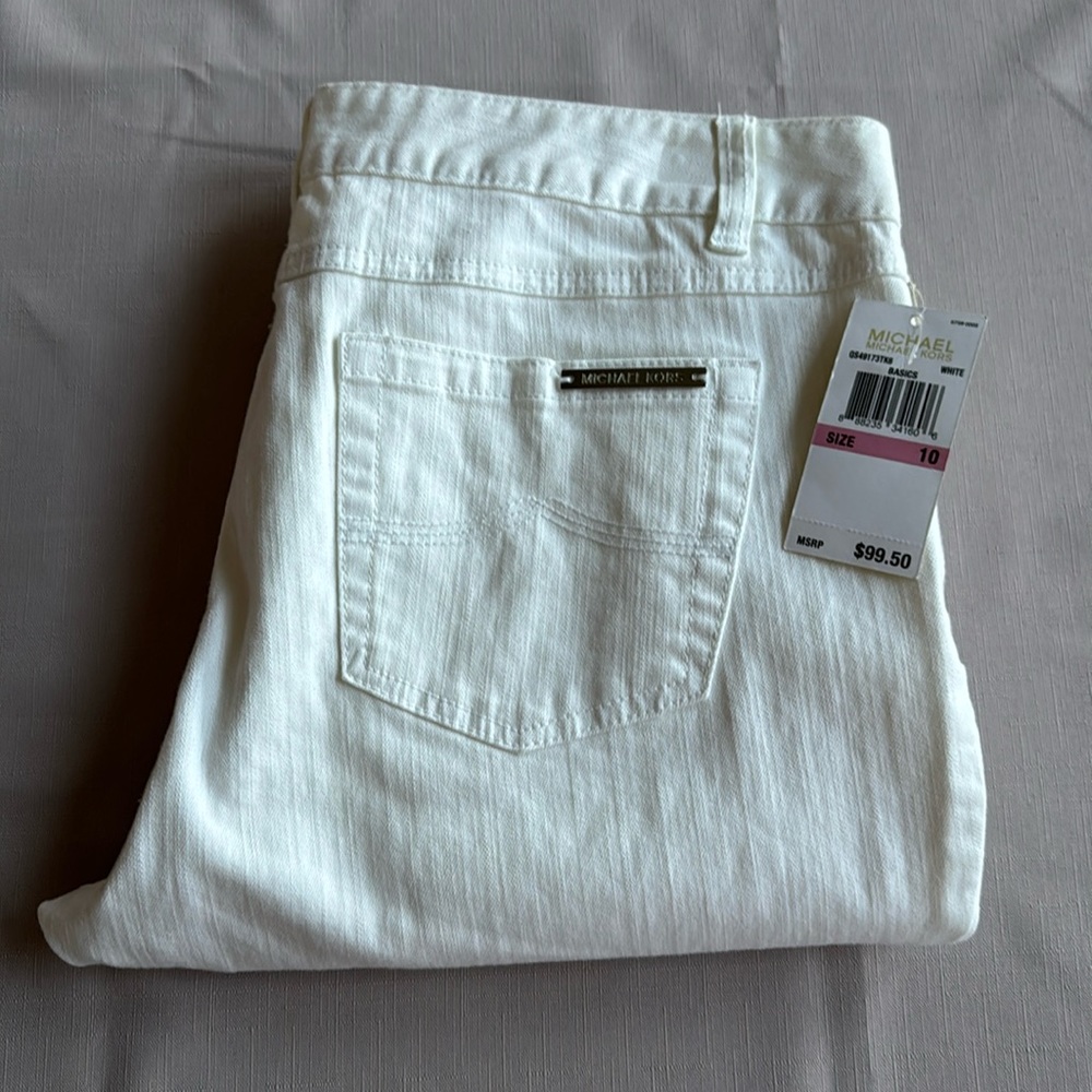 Michael Kors Women's White Denim Stretch Straight Jeans Pants Size 10 NWT $99.50